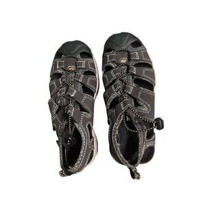 Skechers Hiking Sandals Boys Sz 3 Vented Shoes Brown Faux Leather‎ Child
